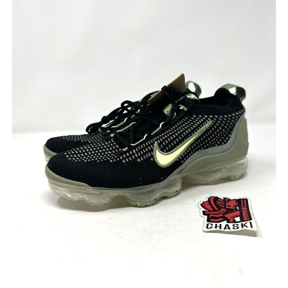 Nike Air Vapormax Black Oil Green Kids 6Y /Women 7.5 2021 FK GS DB1550-010 NEW - Picture 1 of 9